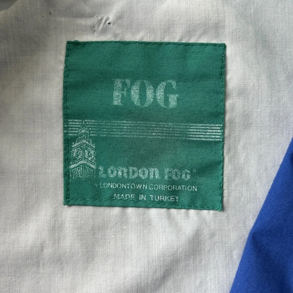 Vintage London Fog Jacket Mens XL Blue White Green Colorblock Full Windbreaker